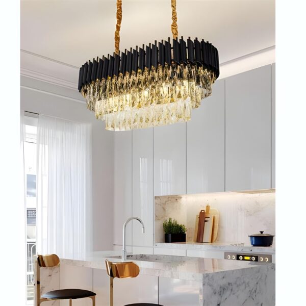 LUSTRE DE CRISTAL DOURADO RETANGULAR