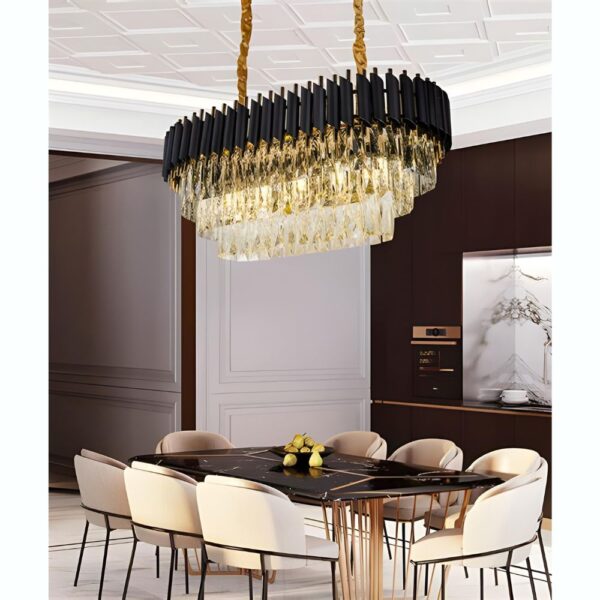 LUSTRE DE CRISTAL DOURADO RETANGULAR