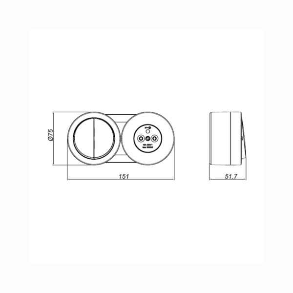 Tomada e Interruptor Duplo Estanque