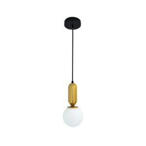 Candeeiro de 1 Lâmpada Preto e Dourado