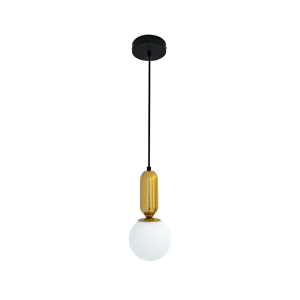 Candeeiro de 1 Lâmpada Preto e Dourado
